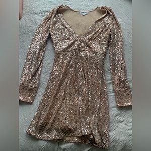Sparkly long sleeved pink/salmon colored dress